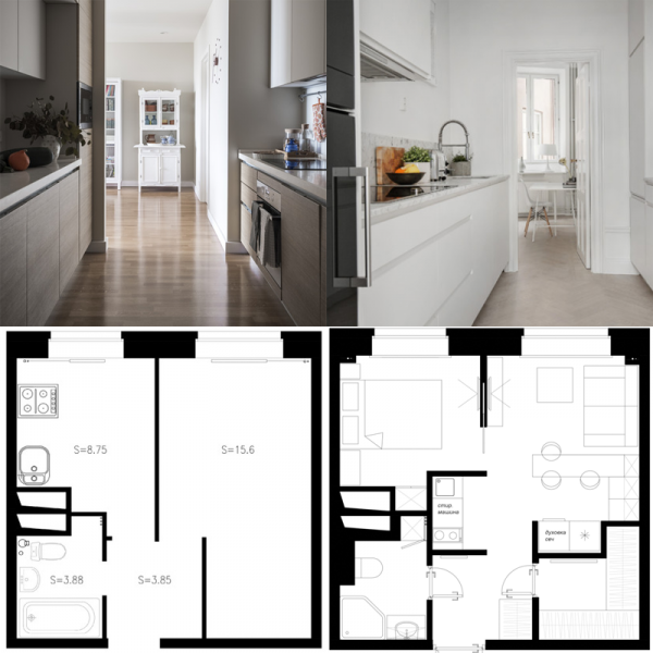 Идея для маленьких квартир: проходная кухня вместо коридора