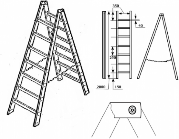 Приставная лестница из дерева своими руками: чертежи, как правильно сделать